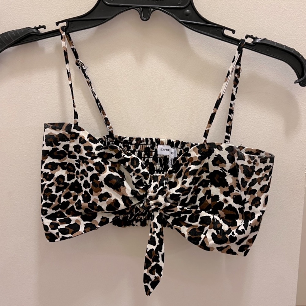 Express cheetah crop top XS